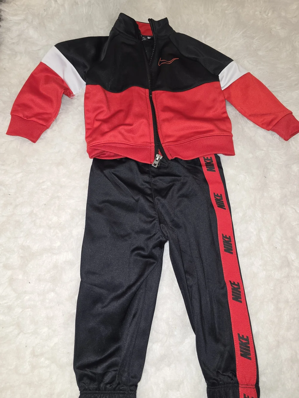 Nike Kids Red and Black Track Set - Zip Jacket & Joggers